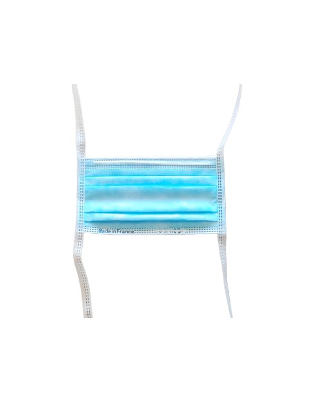 Masque chirurgical bleu à lanière 100 % français PRISM pour bloc opératoire
